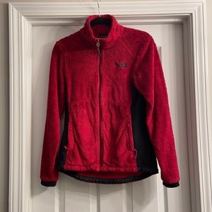 The North Face fuzzy jacket pink
